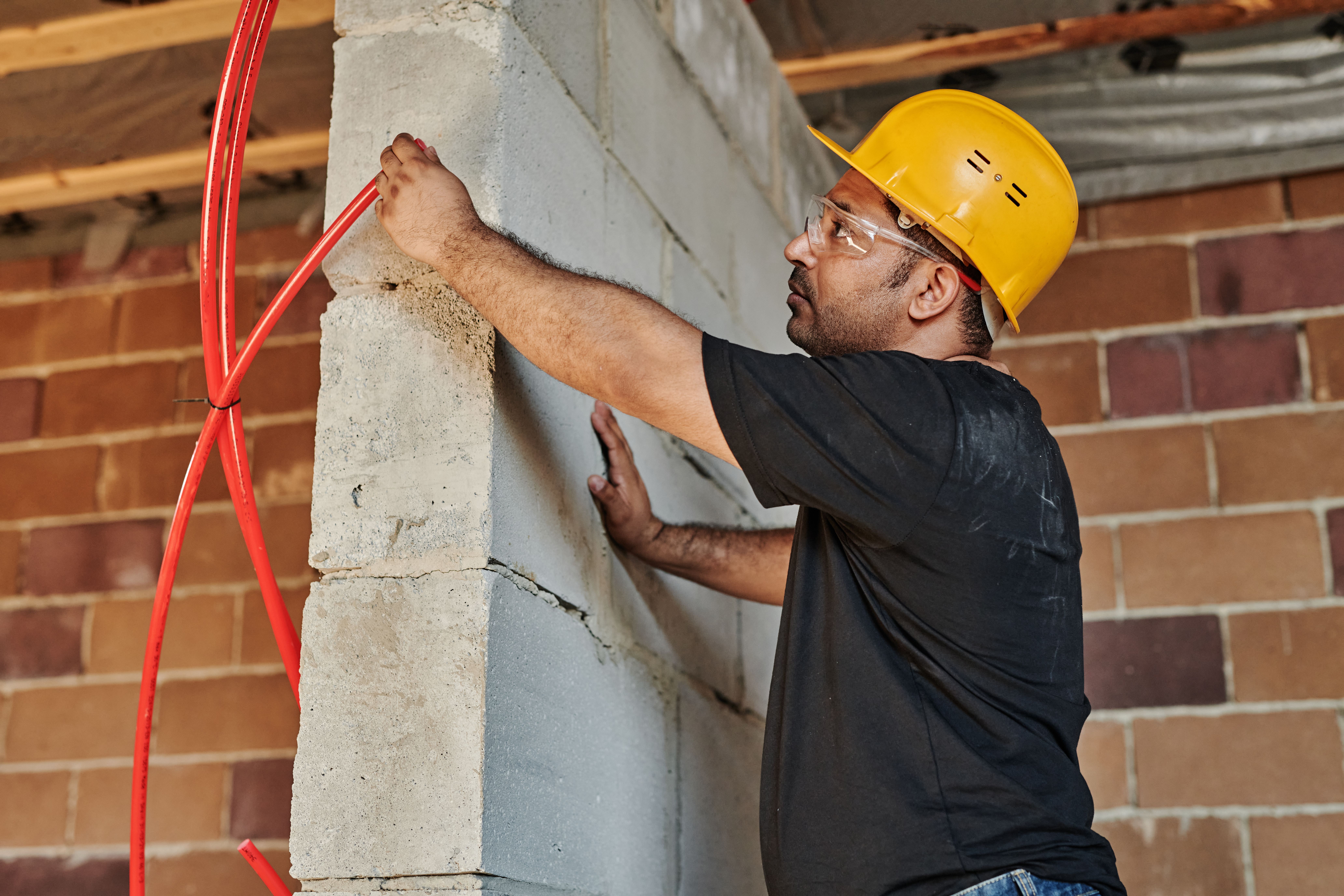 contractor working on a ladder